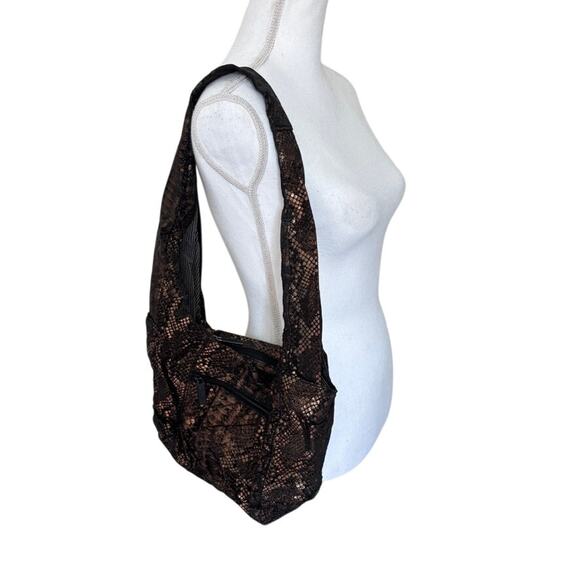 Pinky Handbags - Bags by Pinky Slouchy Shoulder Bag Hobo Snakeskin Brown Y2K